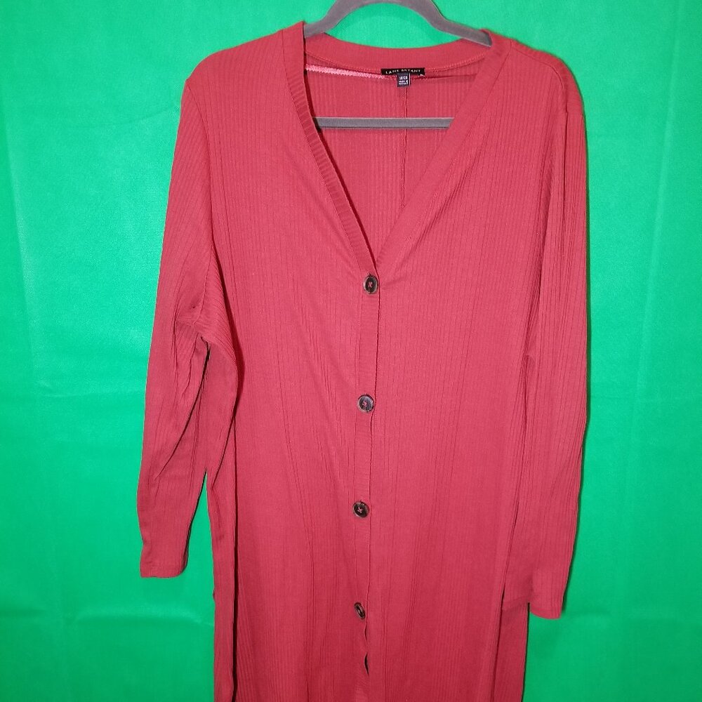 Lane Bryant Women Plus Size 18/20 Rust Button Front Modern Long Sleeve Cardigan